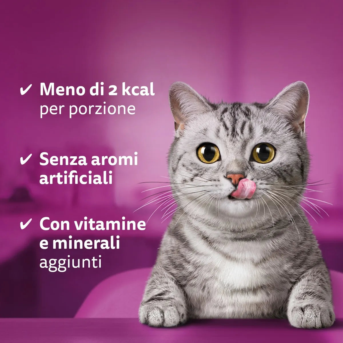 Whiskas Temptations snack per gatti adulti 180g gusto salmone, croccante fuori e morbido dentro Whiskas Temptations snack per gatti adulti 180g gusto salmone, croccante fuori e morbido dentro